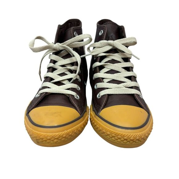 Converse All-Star HI Chuck Taylor Brown Gum Leather Youth Kids Shoes sz 2 - Picture 4 of 10